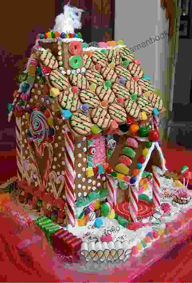 A Gingerbread House Made From Plastic Canvas With Candy Decorations And Twinkling Lights. Gingerbread House In Plastic Canvas