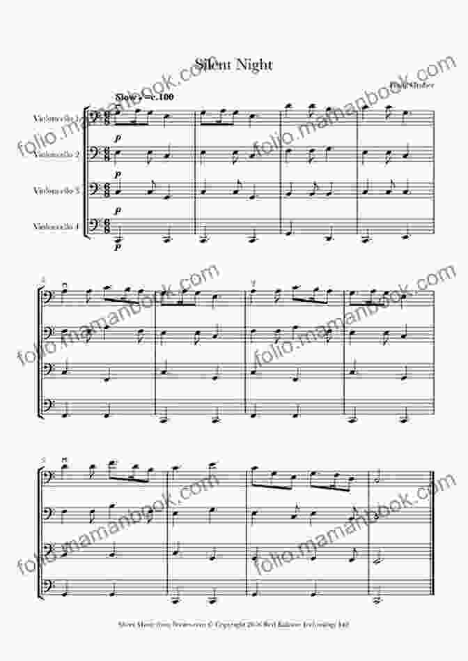 Silent Night For Cello Quartet 10 Christmas Tunes For Cello Quartet (score): Easy/Intermediate